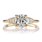 1.28 Carat Old Mine Cut Diamond with Step Down Baguettes in 18kt Gold Setting