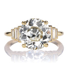 3.5 Carat Old European Cut Diamond Engagement Ring with Step Down Baguettes