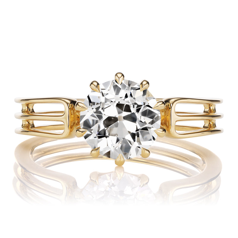 Old European Cut Diamond on Vintage-Inspired Triple Shank Band