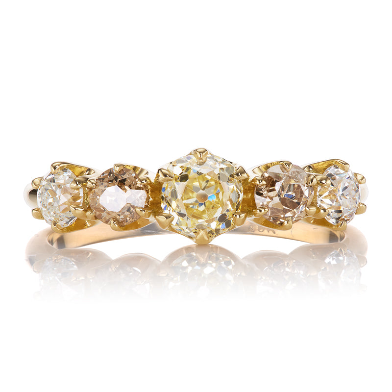 5 Stone Champagne Multi-Colored Diamond Band