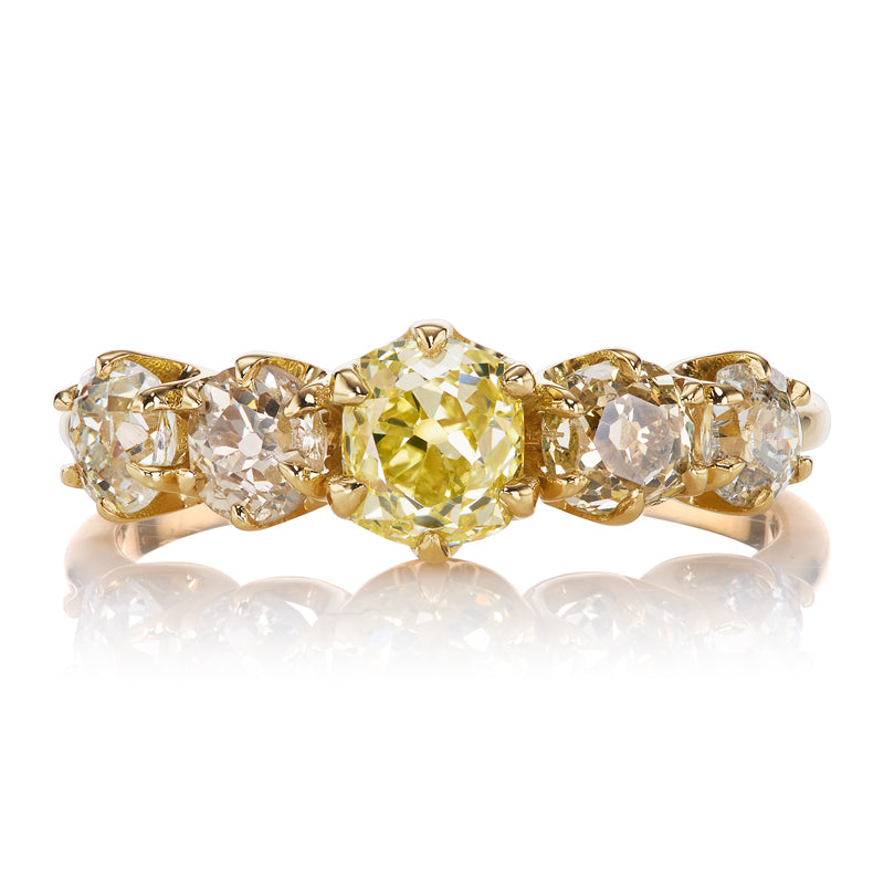 5 Stone Warm Multi-Colored Diamond Band