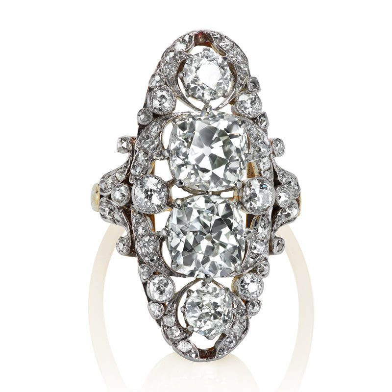 Intricate Antique Diamond Cluster Ring
