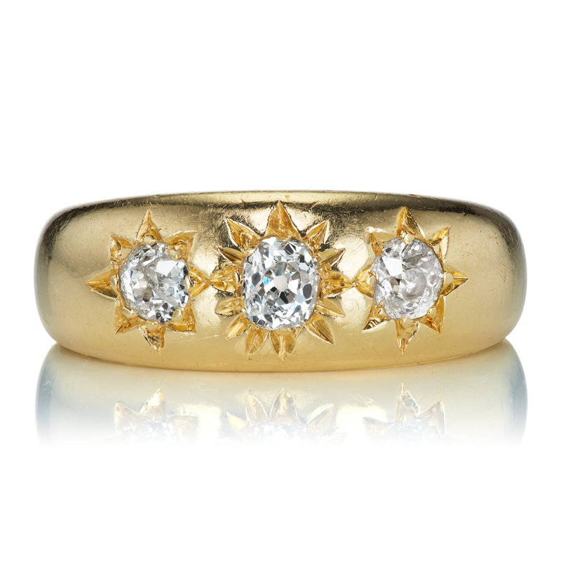 Antique Diamond Ring with Star Engravings