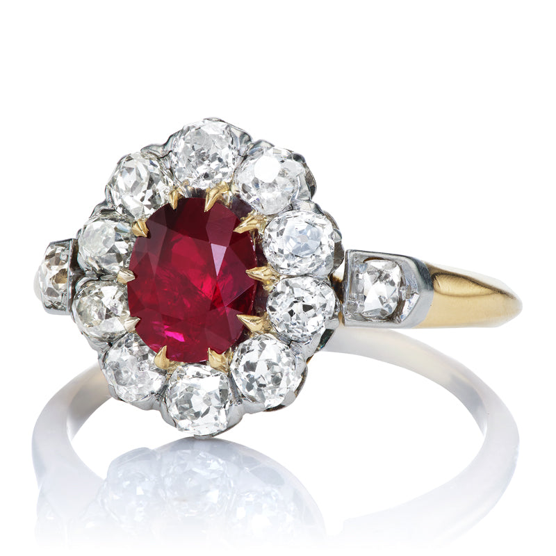1.23ct Burma No Heat Ruby diamond with gemstone