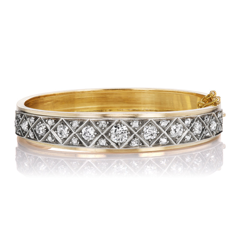 Antique Victorian Old Mine Cut Diamond Bangle