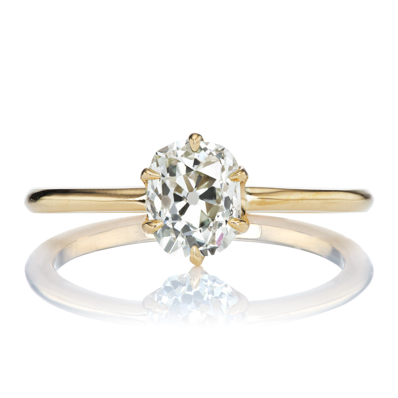 1.08 Carat Old Mine Cut Diamond Solitaire Engagement Ring