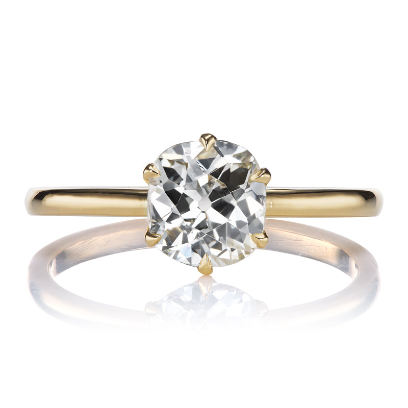 Solitaire Old Mine Cut Diamond 6 Prong Engagement Ring