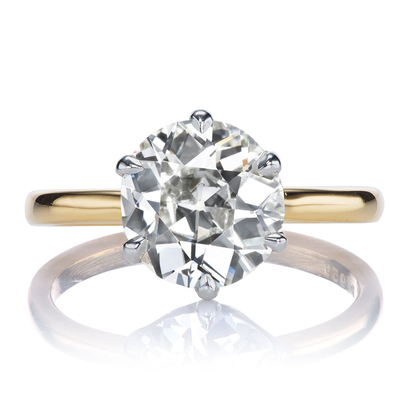 2.5 Carat Old European Cut Diamond Engagement Ring in Two-Tone Setting