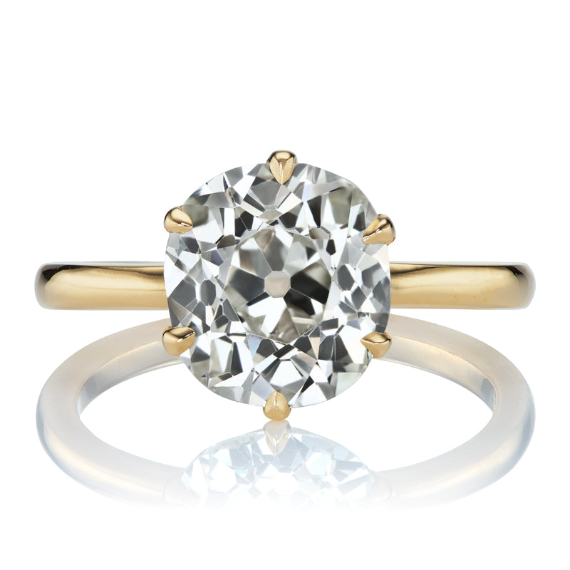 Beautiful 3.64 Carat Old Mine Cut Diamond Solitaire Engagement Ring