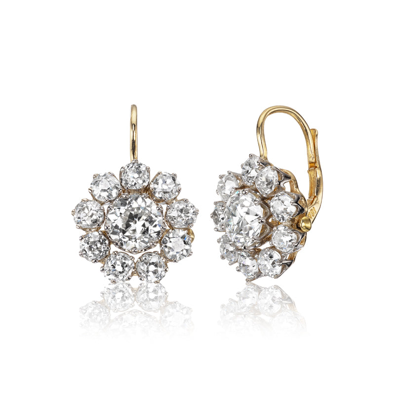 Antique-Inspired Old European Cut Diamond Earrings with Removable