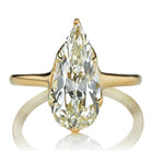 Elongated 3.18 Carat Pear Cut Diamond Solitaire Engagement Ring