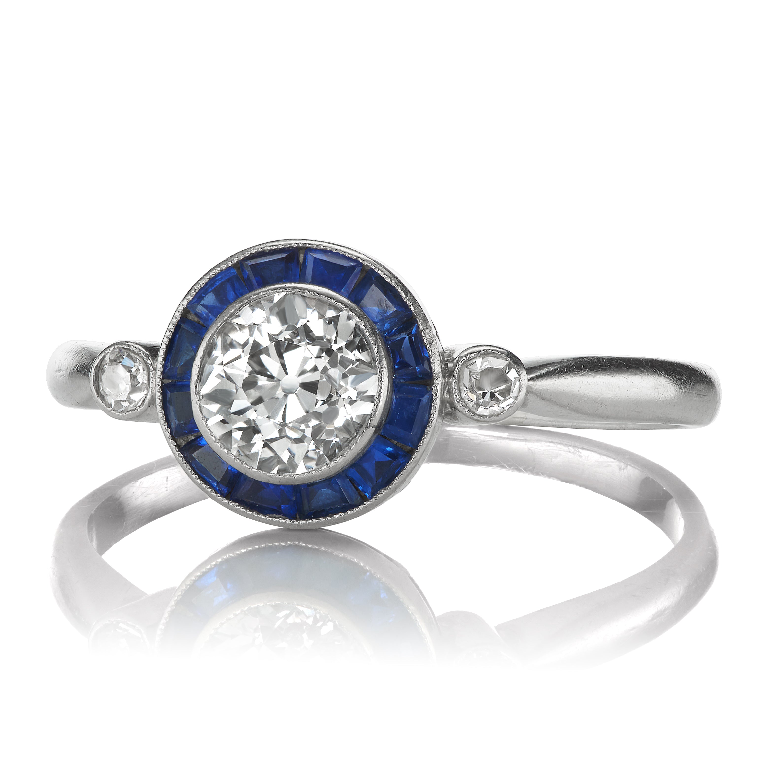 Art Deco Diamond and Sapphire Target Ring diamond engagement ring