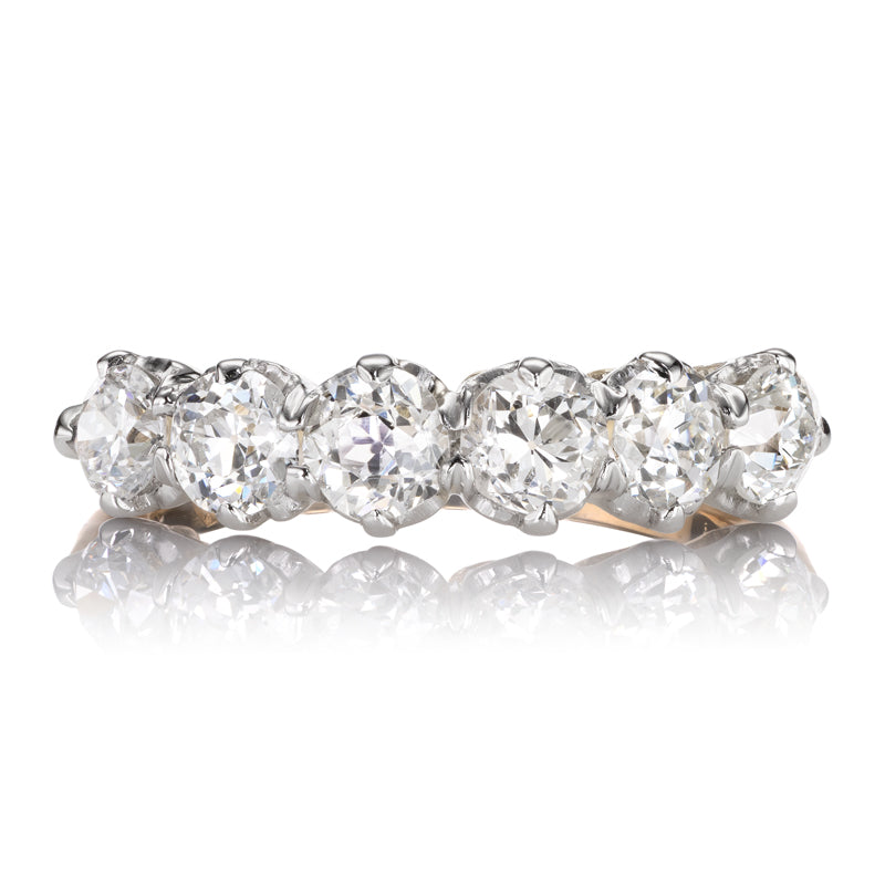 Two-Tone Six Stone Old Cut Diamond Band