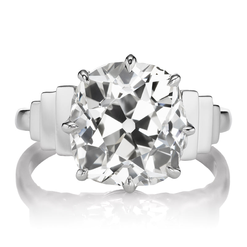 5 Carat Old Mine Cut Diamond Art Deco Platinum Ring