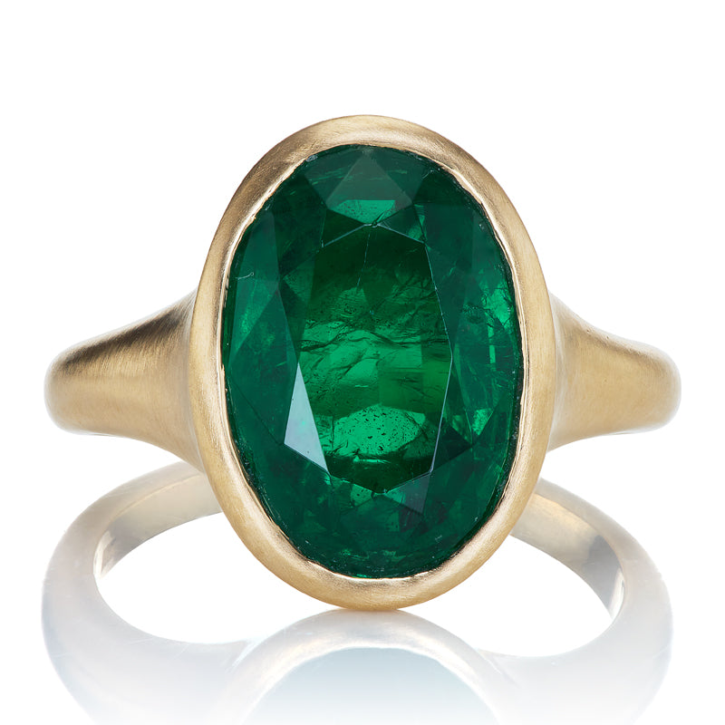 Oval Cut Emerald Ring Ct Oval Cut Green Emerald Bezel Set May
