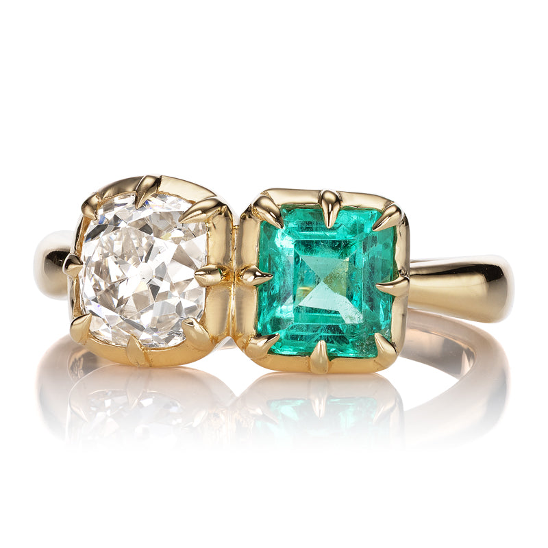 AB MADE diamond engagement ring with gemstone