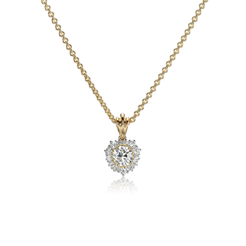 Antique Diamond Pendant in Two-Tone Setting