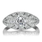 Antique Asscher Cut Diamond Ring in Intricate Platinum Setting