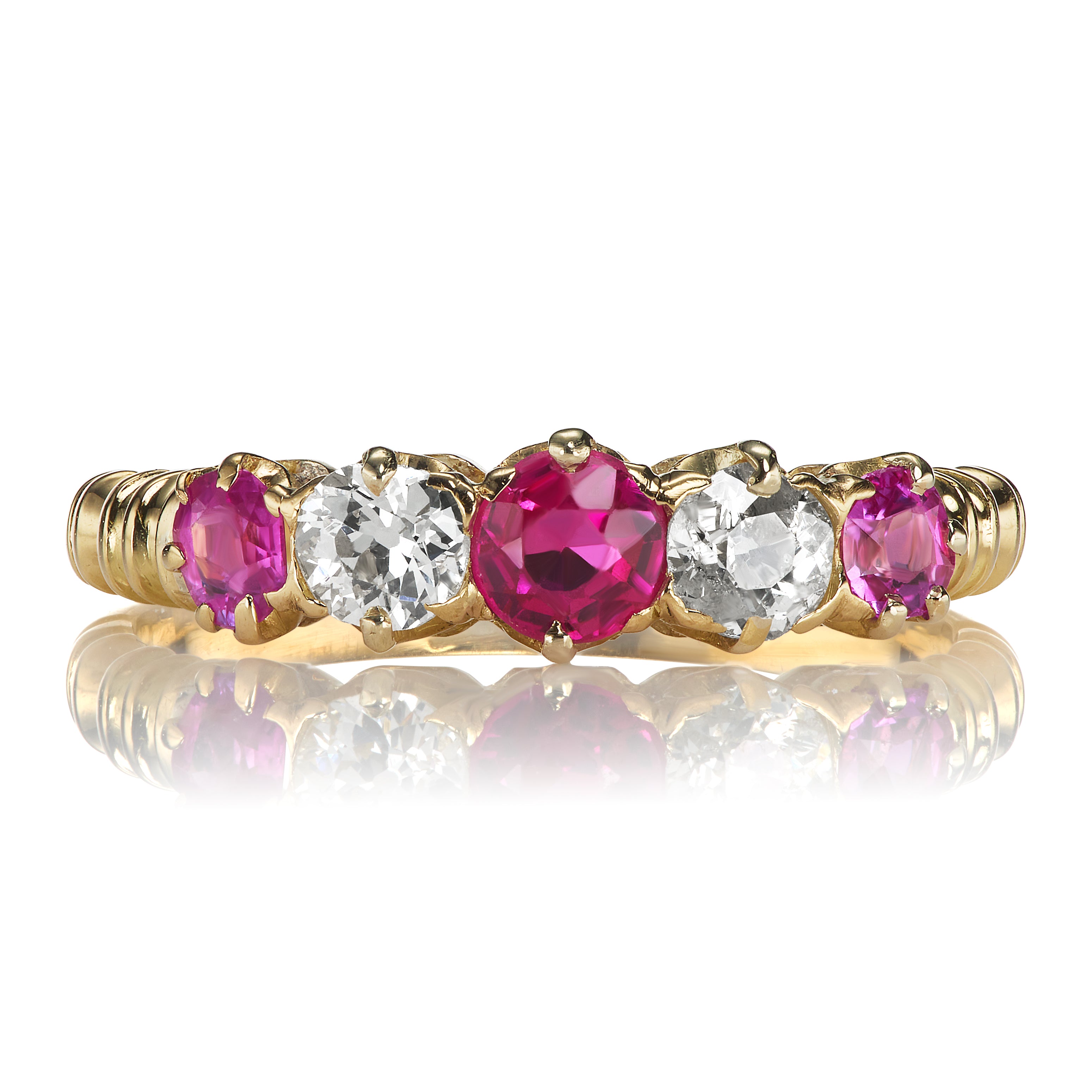 Vintage Ruby and Diamond Half Hoop