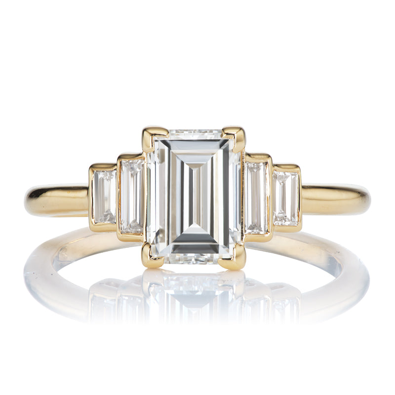 1.50-carat Carré Cut Diamond Engagement Ring with Baguettes