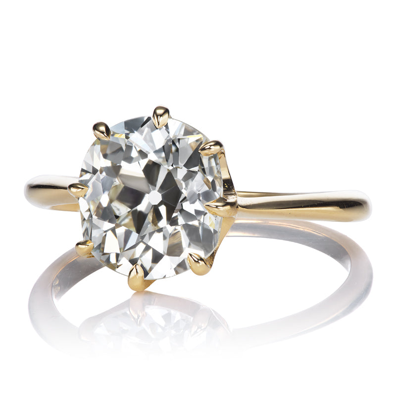 2.66ct old mine cut diamond diamond engagement ring