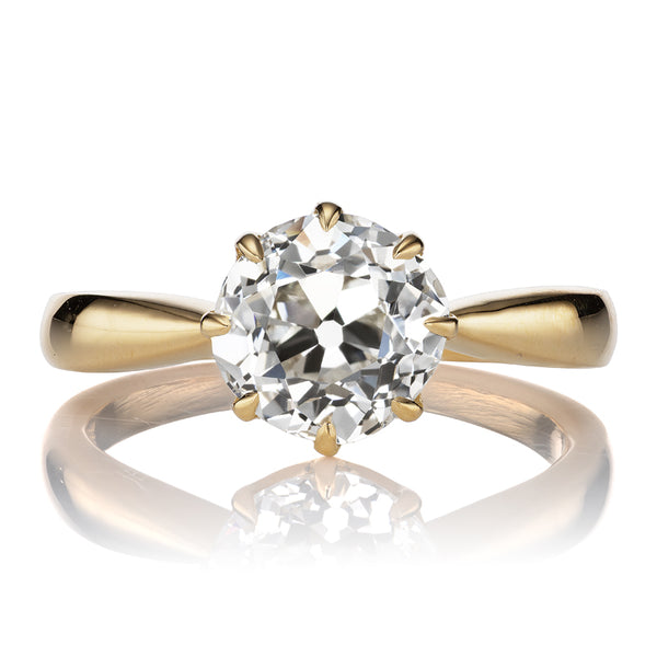 2 Carat Old Mine Cut Diamond Solitaire Engagement Ring in 18kt