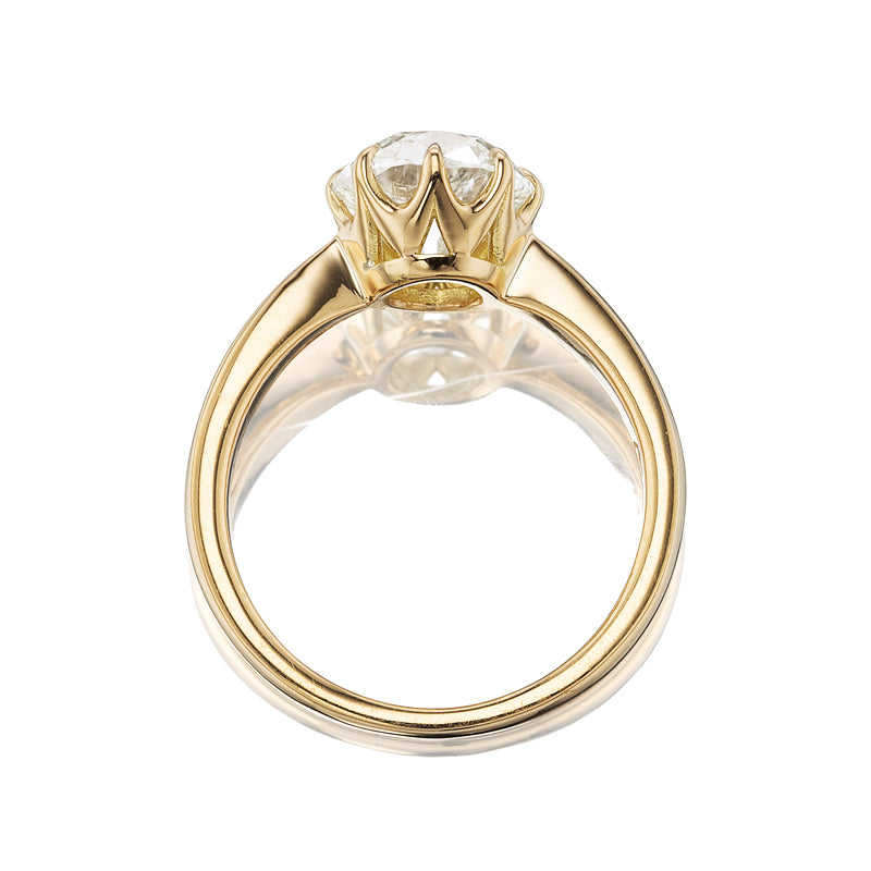 2 Carat Old Mine Cut Diamond Solitaire Engagement Ring in 18kt