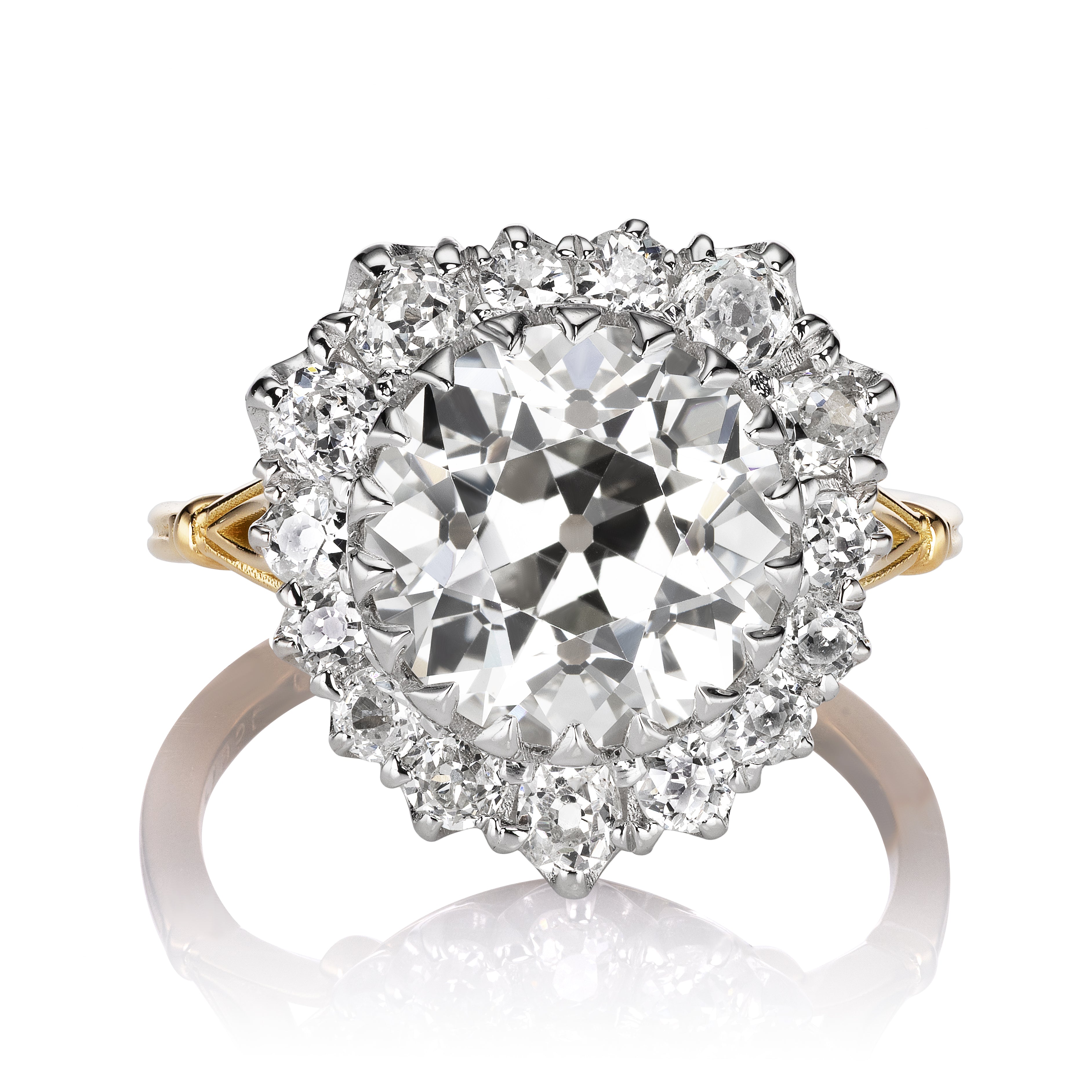 Victorian-Inspired Heart Cluster Ring with 4ct Old European Cut Diamond