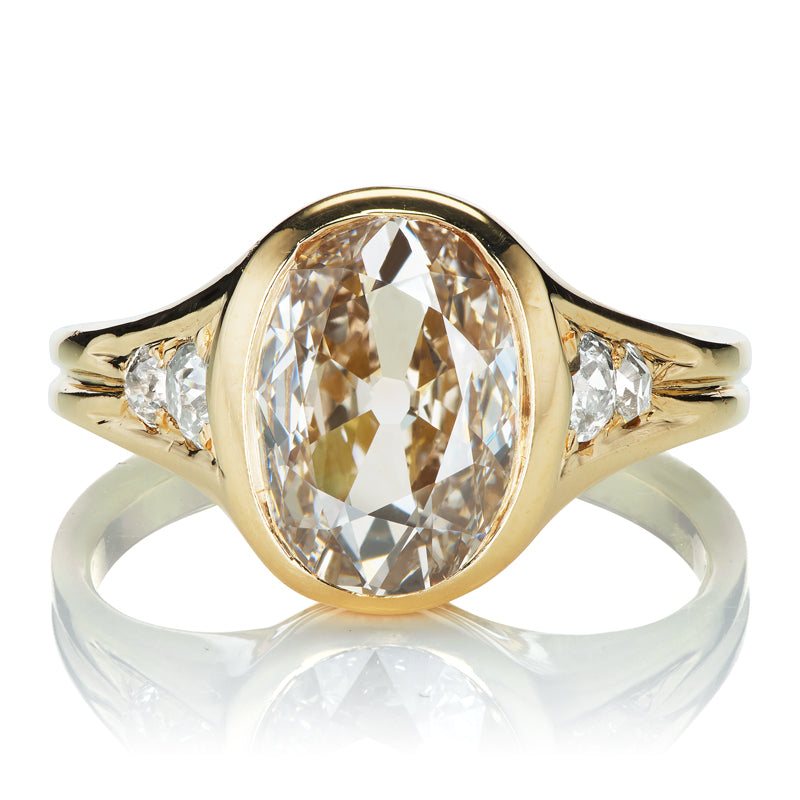 2 Carat Champagne Colored Oval Cut Diamond Ring