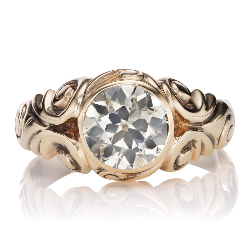 Art Nouveau Whimsical OEC Engagement Ring