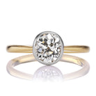 1.32 Carat Old Mine Cut Diamond in Two Tone Bezel Setting with Millegrain