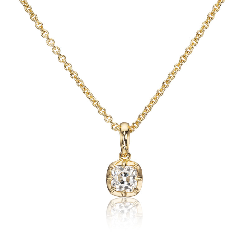 Antique Old Mine Cut Diamond Pendant in Collet Setting