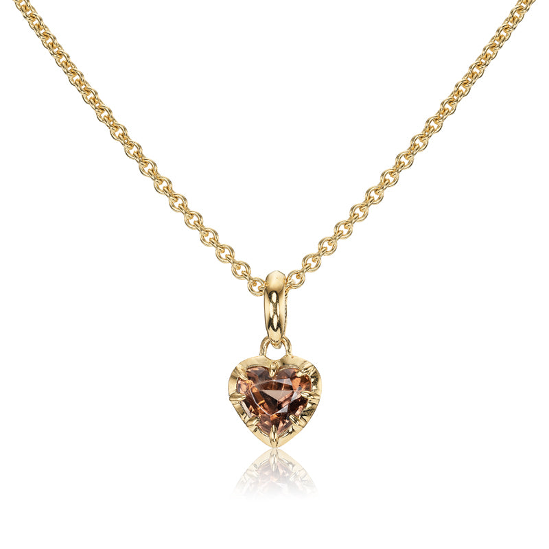 Heart-Shaped Tourmaline Pendant in Gold Collet Setting
