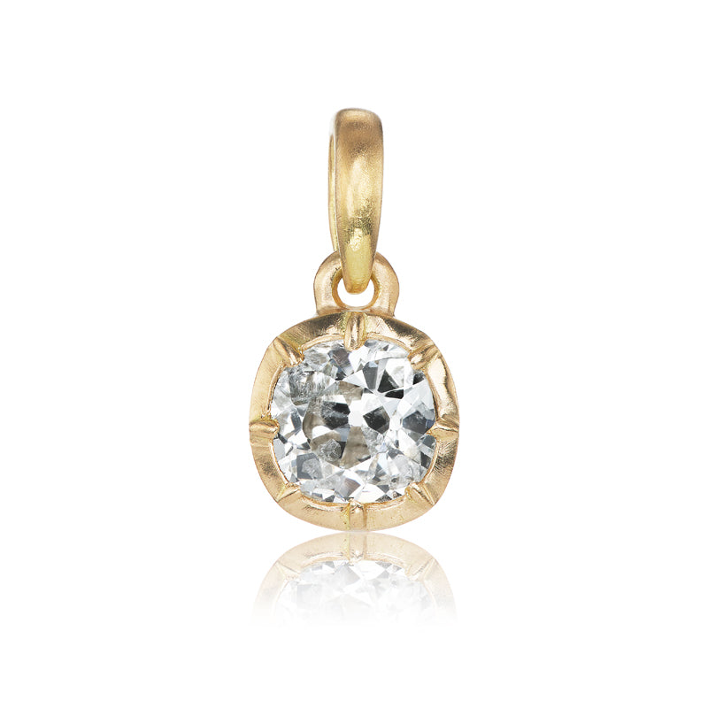 1.23ct Old Mine Cut Diamond Pendant in Collet Setting