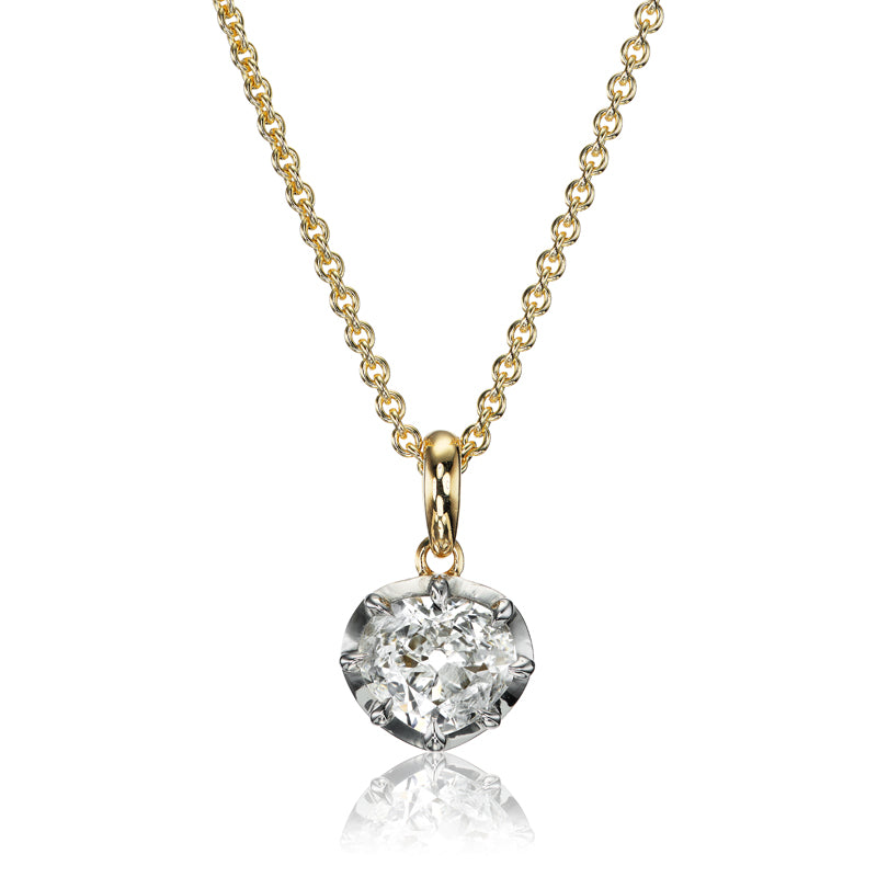 Heart Shaped Diamond Pendant in Two-Tone Collet Setting