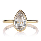 1 Carat Pear Cut in 18kt Yellow Gold Bezel Setting with Millegrain