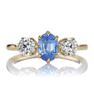 Light Blue Oval Cut Sapphire and Diamond Ring 