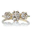 Low Profile Three Stone Old Mine Cut Diamond Ring