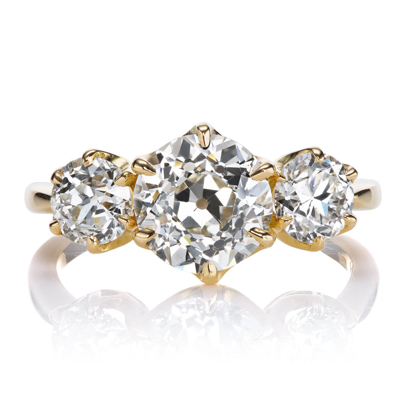 Three Stone Old European Cut Diamonds in 18kt Yellow Gold&nbsp;