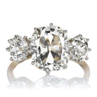 Incredibly Spready Antique Style Cushion Cut Diamond Three Stone Engagement Ring