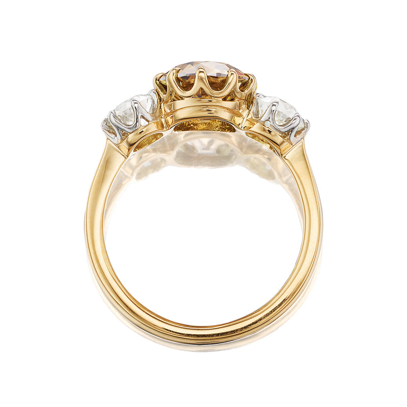 fancy color, vs clarity diamond in two-tone setting