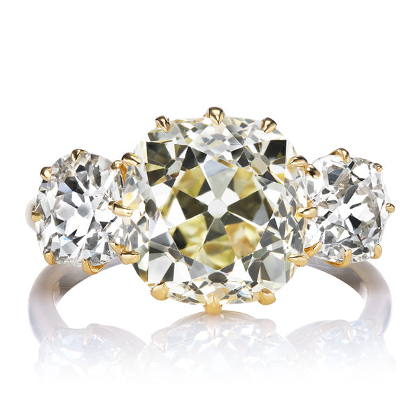 5.53 Carat Old Mine Cut Diamond Center Stone with OMC Diamond Side