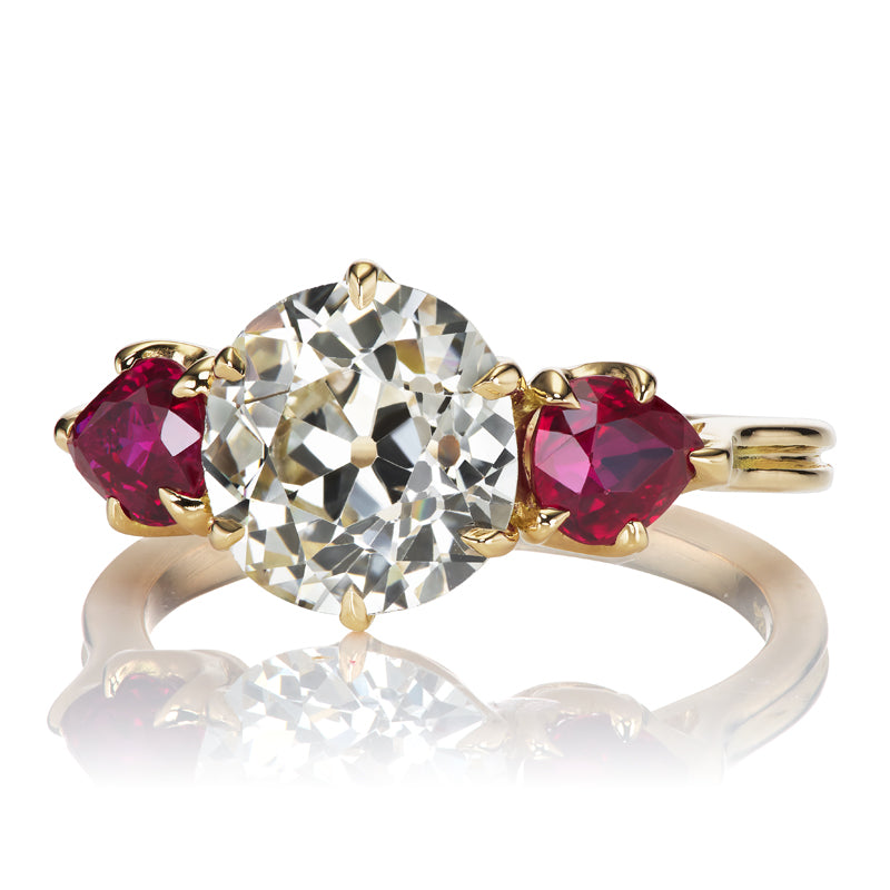 2.15ct Old European Cut Diamond diamond engagement ring with gemstone