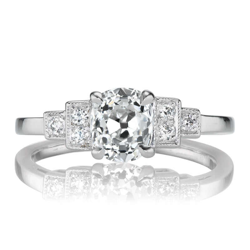 High Color Old Mine Cut Diamond in Platinum Setting