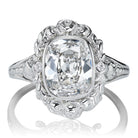 2ct Elongated Antique Style Cushion in Platinum Setting