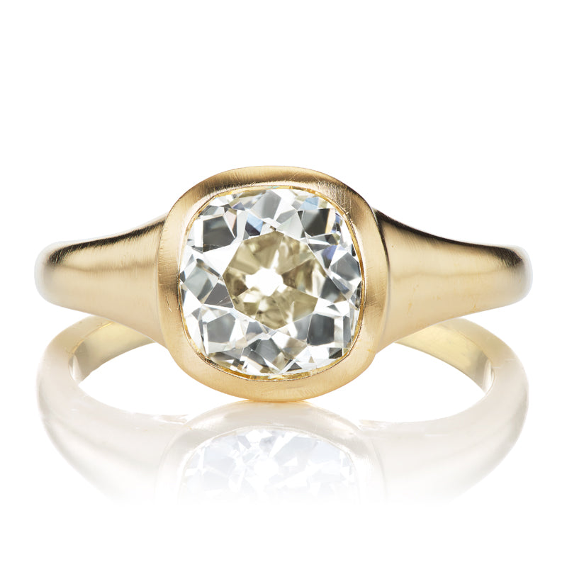 1.88ct Old Mine Cut Diamond in 18kt Yellow Gold Bezel Setting