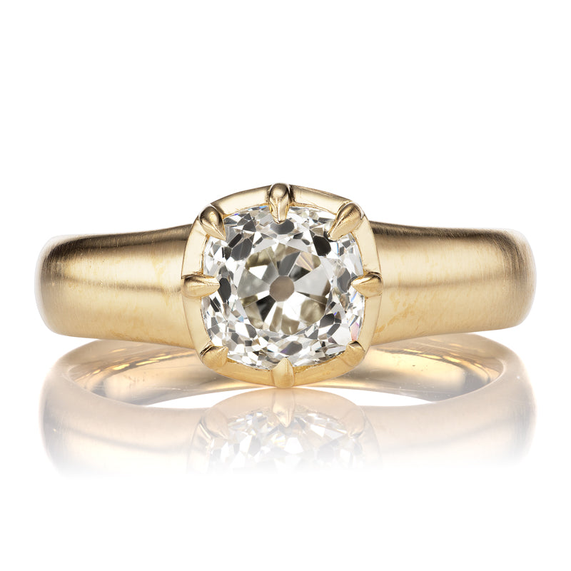Old Mine Cut Diamond in Chunky Collet Setting