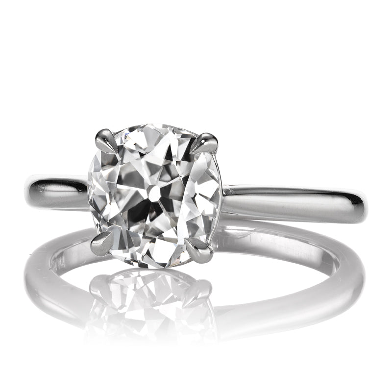 2 Carat Bright Old Mine Cut Diamond in Platinum Prong Setting