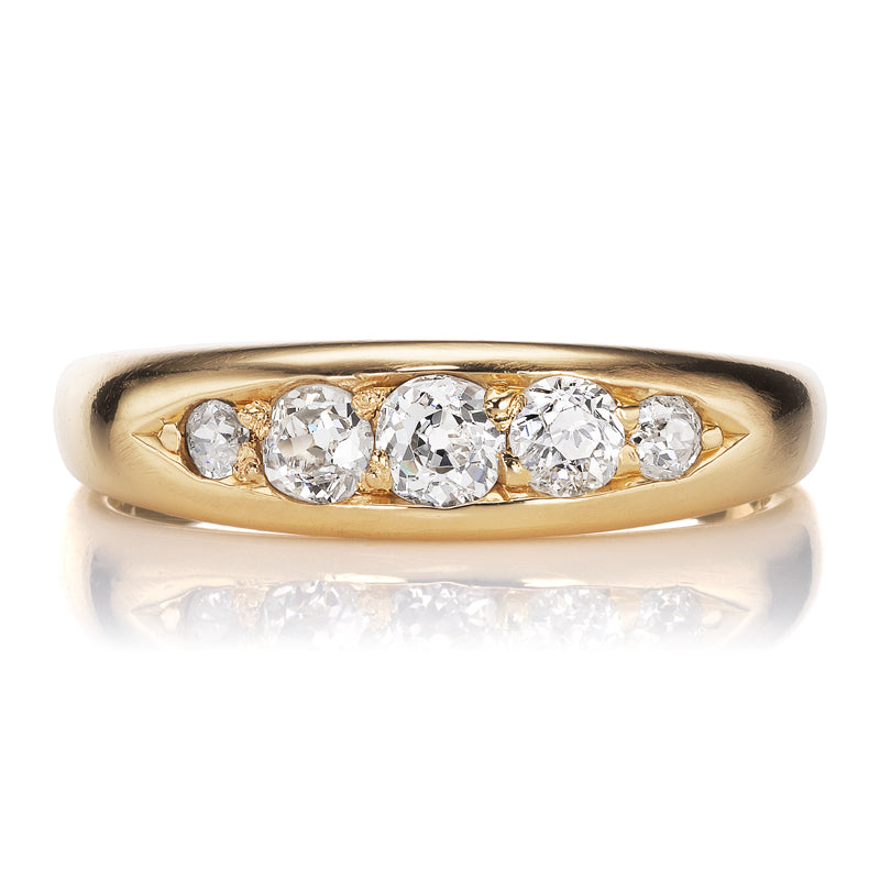 Antique Edwardian Era Five Stone Old European Cut Diamond Ring