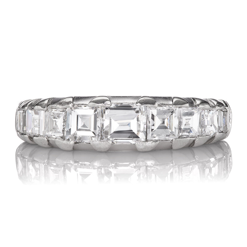 Vintage Carré Cut Half Hoop in Platinum